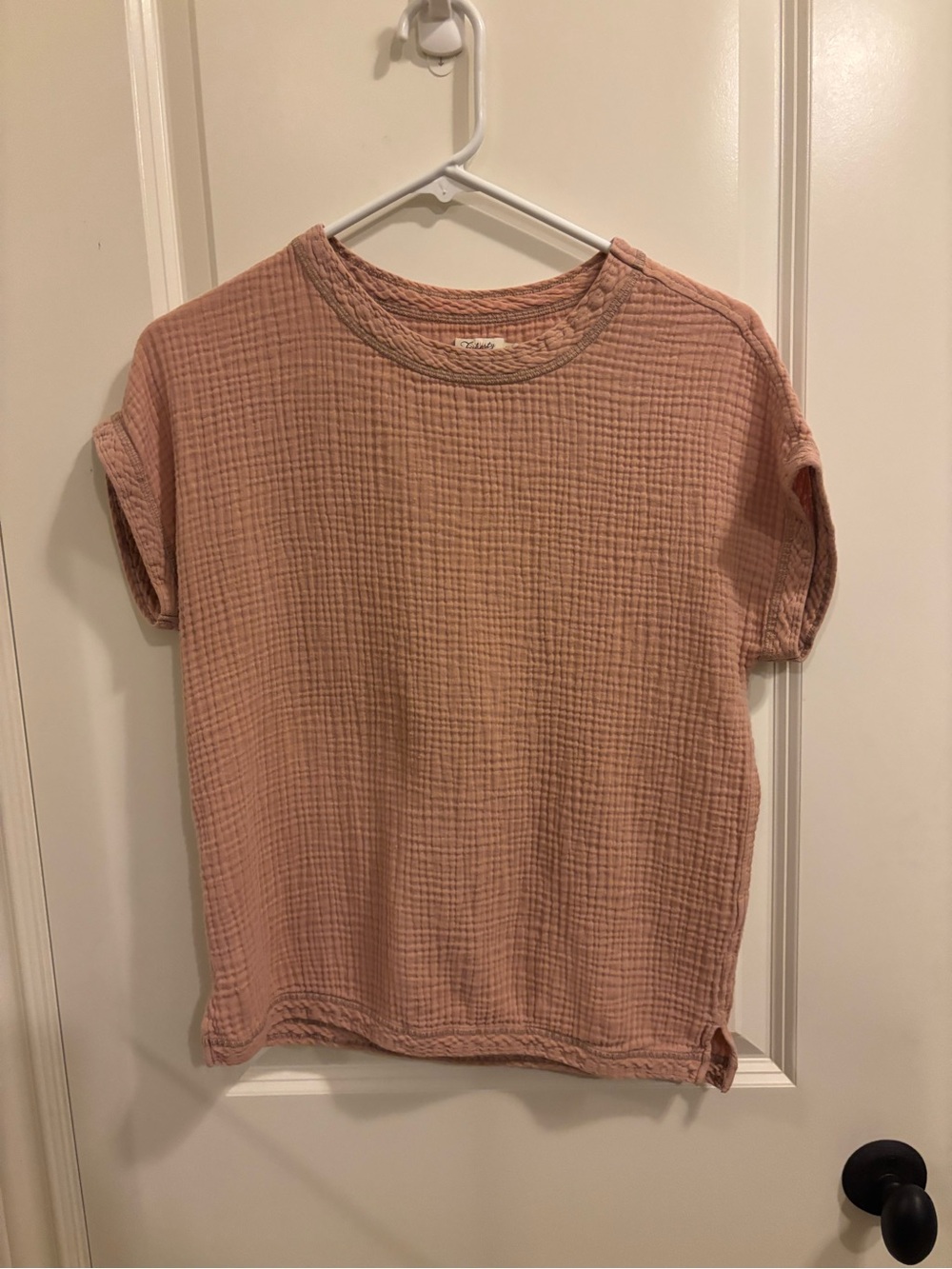 Faherty XS Organic Cotton Double Gauze Top Dusty Rose Coastal Boho Shirt